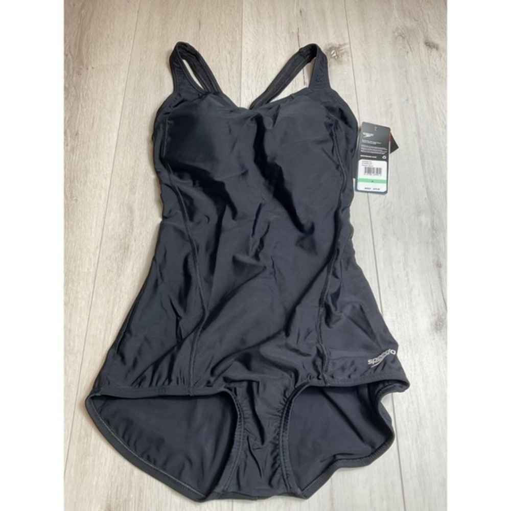 Speedo‎ Women's Conservative Ultraback One Piece Swimsuit Black 8 NWT - Picture 2 of 5